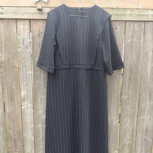 Amish Mennonite Cape Dress 43.75"B 38"W Black Red Pinstripe